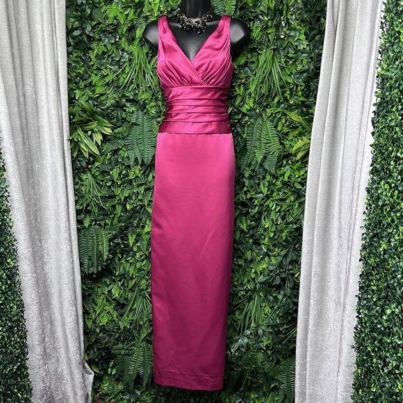 DAVIDS BRIDAL Dress Women 4 Pink‎ Satin Pleated Layered Gown Formal Wedding 2419 - Picture 6 of 12